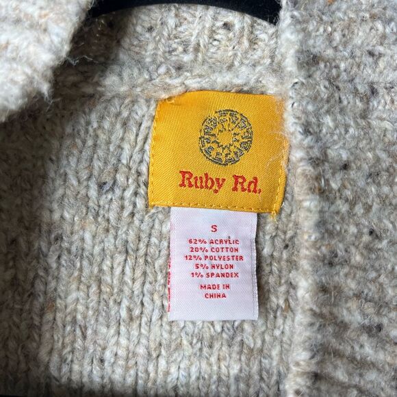 Ruby Rd Oatmeal Fringe Sweater Jacket S - Picture 2 of 5